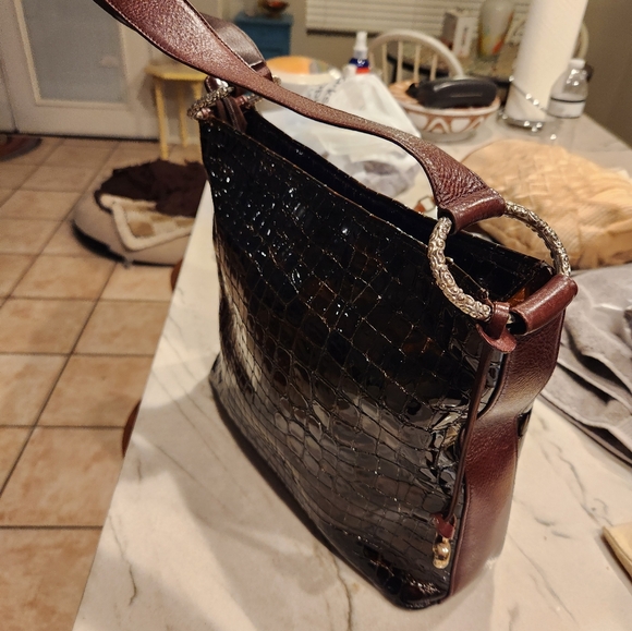 Brighton Patent Leather Croc Embossed Bag - Picture 5 of 16